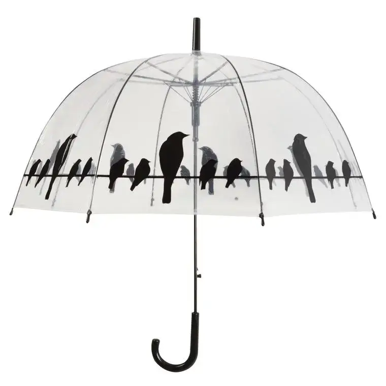Dernière Chance Parapluie transparent motif oiseaux Ø 83 x H 81,5 cm