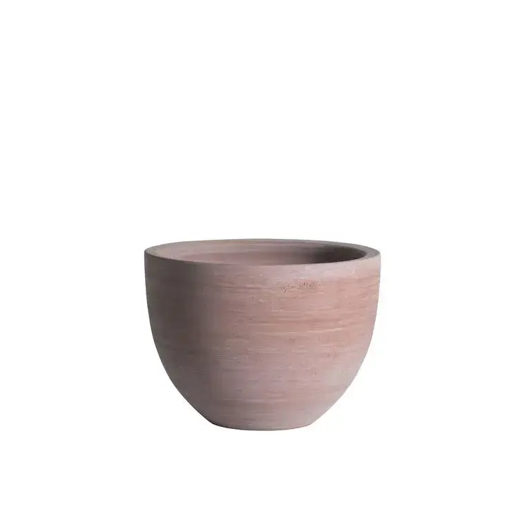 Pot Cuvier bas contemporain en terre claire H 17 x Ø 23 cm Seulement Aujourd&rsquo;hui