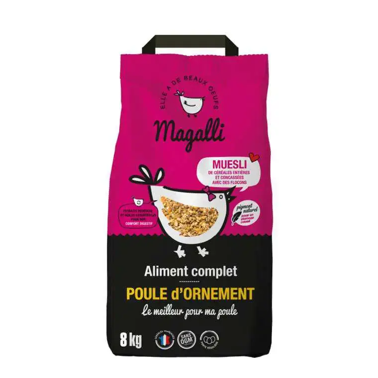 Aliment complet beau plumage pour volaille en sac jaune de 8 kg Expédition Rapide
