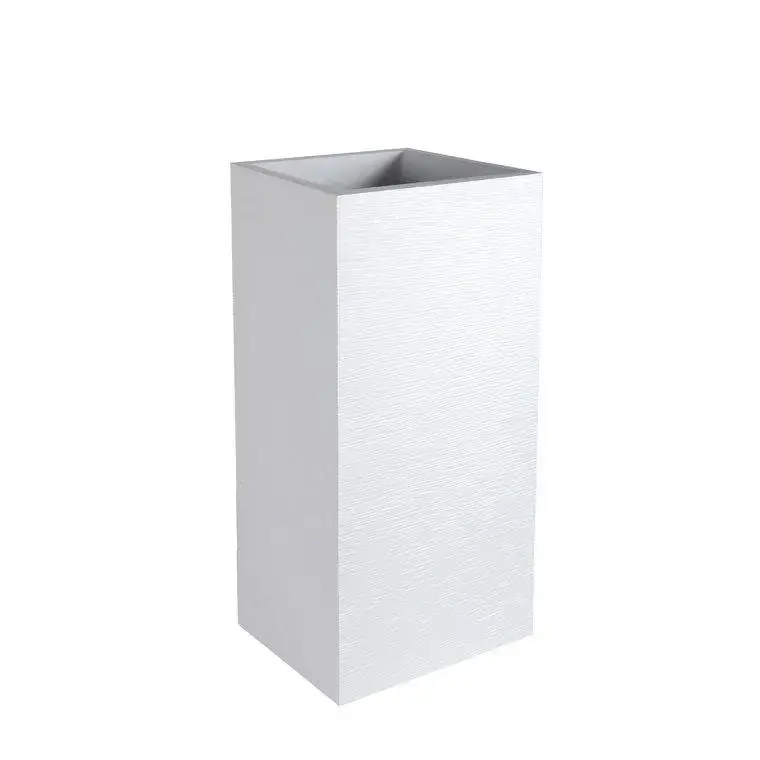 Bon Marché Pot carré haut blanc cérusé EdaGraphite – 39 x 39 x 80 cm