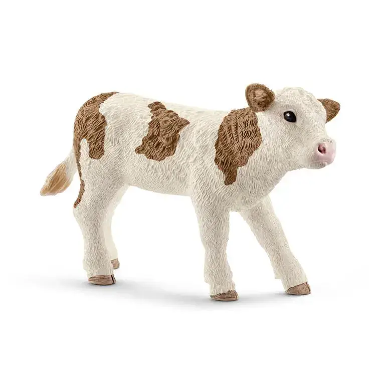 Figurine Veau Simmental Série Animaux de la ferme 7,5×3,5×5 cm Haute Qualité