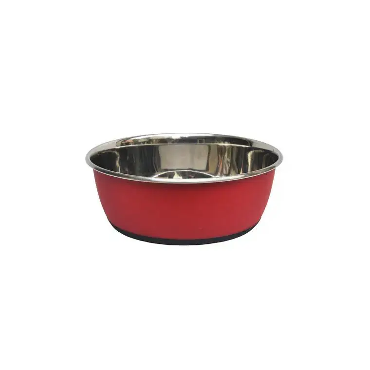 Certifié Gamelle pour chien et chat coloris rouge mat en inox Tyrol – 950 ml