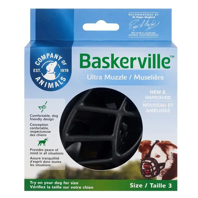 Muselière pour chien noire caoutchouc thermoplastique Baskerville Ultra – Taille 3 Retour Gratuit