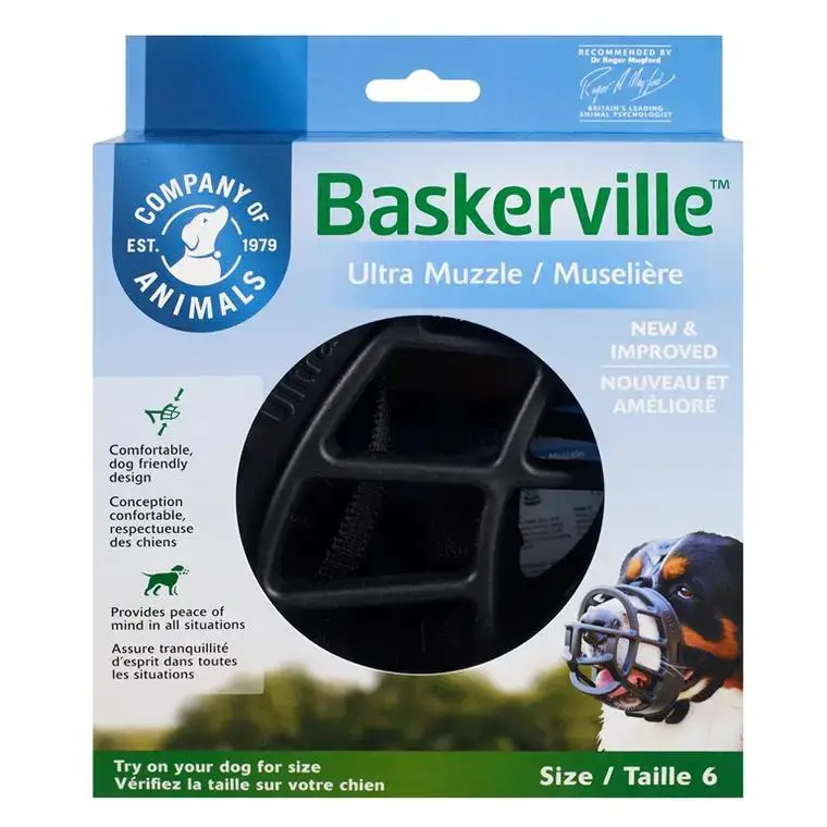 Solde Muselière pour chien noire caoutchouc thermoplastique Baskerville Ultra – Taille 6