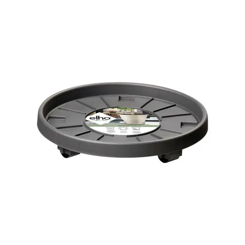 Soucoupe en plastique recyclé anthracite à roulettes Elho Planttaxi – Ø 29,3 cm Pas Cher