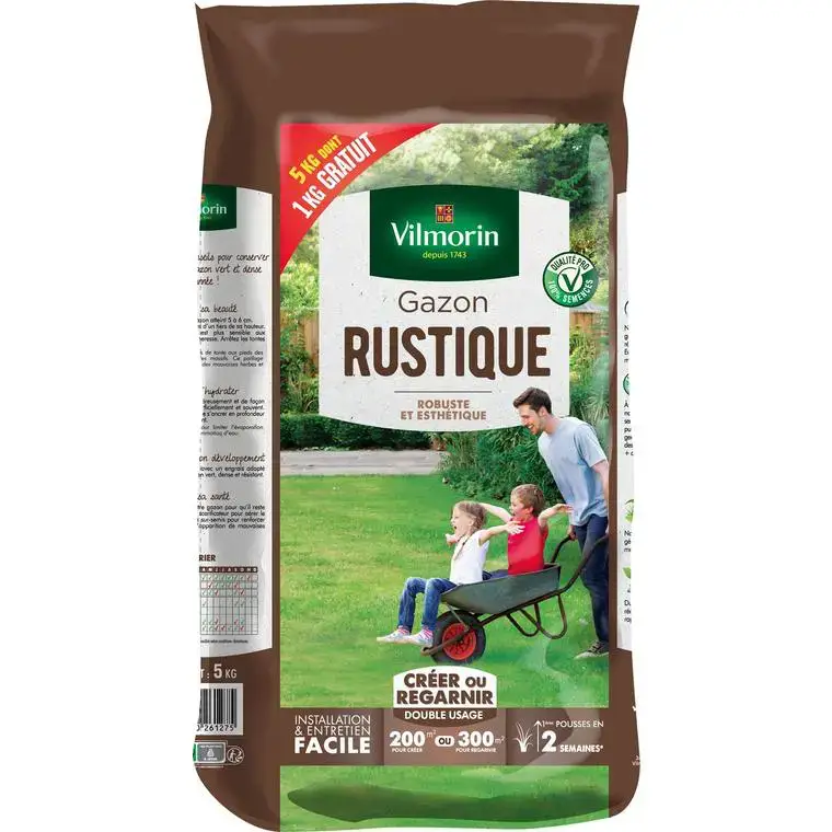Produit De Marque Graines de gazon à semer rustique vert Vilmorin – 5 kg