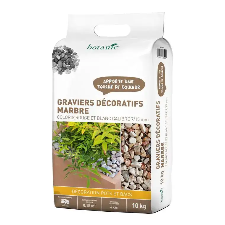 Acheter Direct Graviers décoratifs de marbre blanc rouge 7 à 15 mm en sac de 10 kg