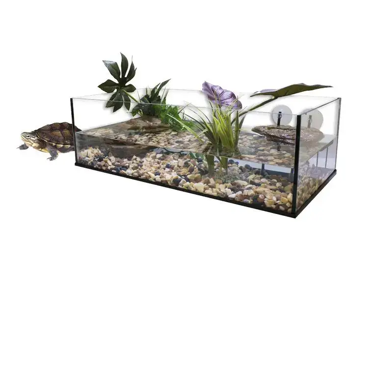 Bon Plan Terrarium pour tortue d&rsquo;eau aquatique coloris blanc Aquavie kit aqua 100 – 100 x 40 x 30 cm