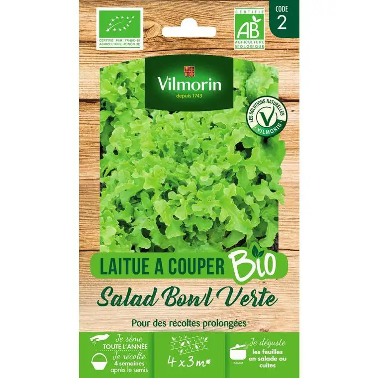 Graines de laitue à couper salad bowl bio Vilmorin – graines à semer Remise