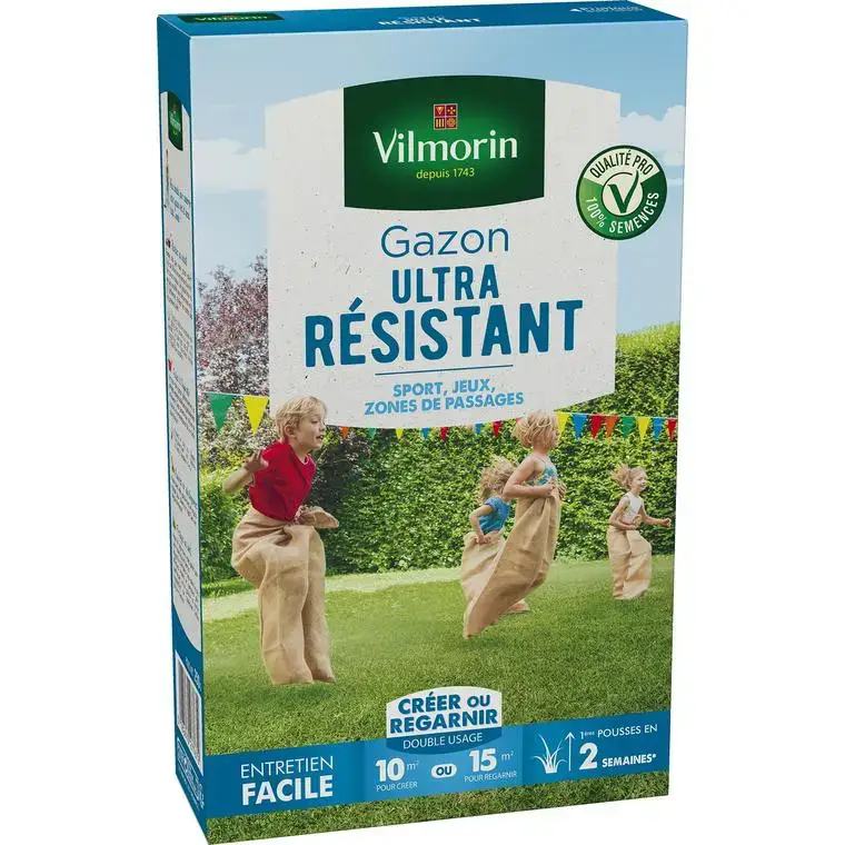 Paiement Sécurisé Graines de gazon à semer ultra résistant Label Rouge Vilmorin – en étui de 250 g