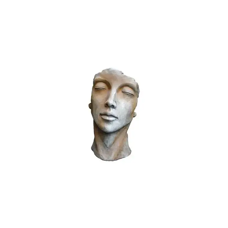 Expédition Rapide Statue de visage de femme effet demi-rouille coloris gris 53 cm