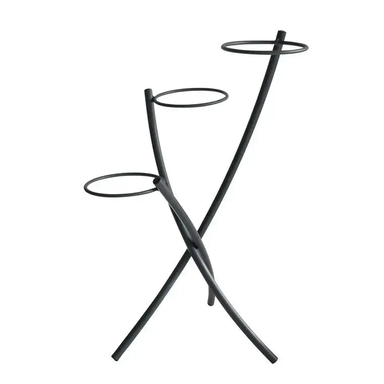 Quantité Limitée Porte plantes 3 pots en métal gris Louis Moulin – 78 cm