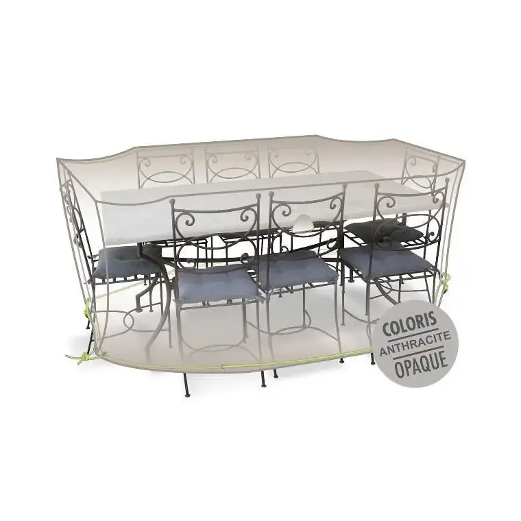 Housse table rectangulaire + chaises 8-10 pers. de coloris anthracite Nouvelle Collection