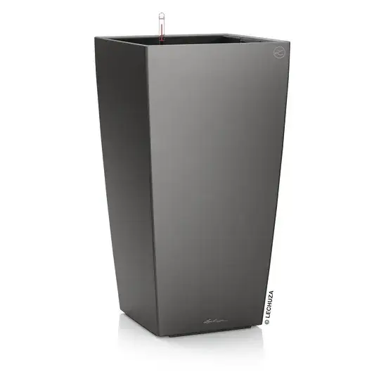Vente Flash Pot à réserve d’eau coloris anthracite métallisé Lechuza Cubico Premium 40 kit complet – Ø 40 x H 75 cm