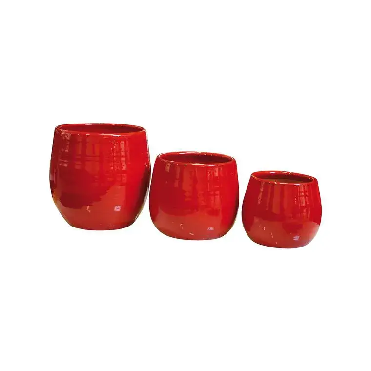 Commander Vite Pot Cancale coquelicot en terre cuite émaillée H 21 x Ø 21 cm