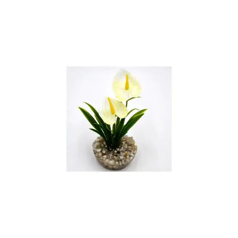 Retour Gratuit Mini massif de fleurs blanches en plastique 10 cm