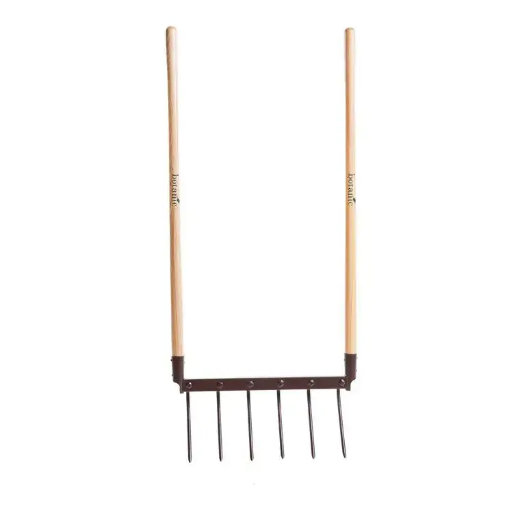 Grelinette à 6 dents métal marron et manche bois botanic® - 130 cm Acheter Direct
