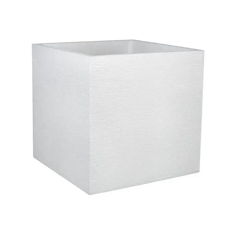 Pot carré blanc cérusé Eda Graphite – 49,5 x 49,5 x 49,5 cm Offre Limitée