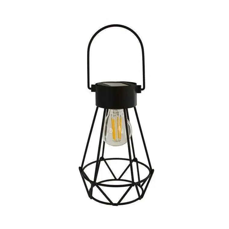 Lanterne Britt métal et verre noir à LED blanc chaud H 17 cm Commande En Gros