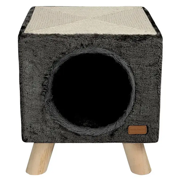 Affaire À Saisir Maison pilotis avec griffoir de coloris anthracite 30 x 30 x 35 cm
