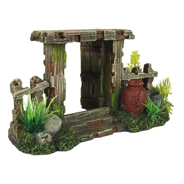 Décor d&rsquo;aquarium clôture 2 coloris multicolore en résine de polyester- 19 x 8 x 10,5 cm Prix Choc