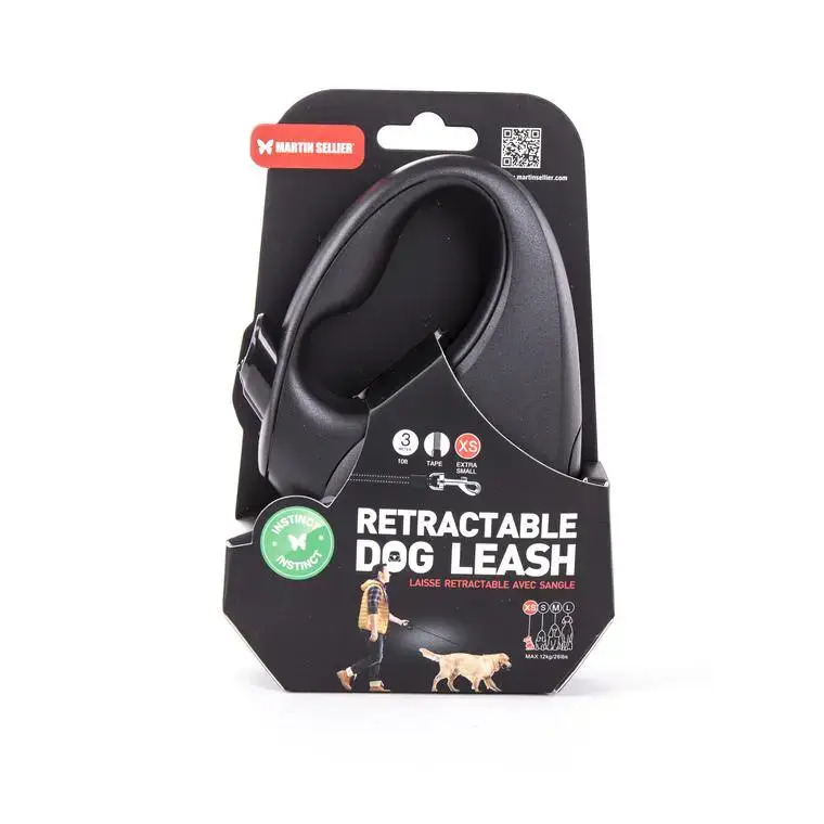 Prix Cassé Laisse sangle avec enrouleur Instinct noire XS 3 m