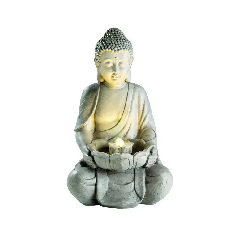 Fontaine LED avec statue de bouddha grise 34 x 42 x 71 cm Offre Exclusive