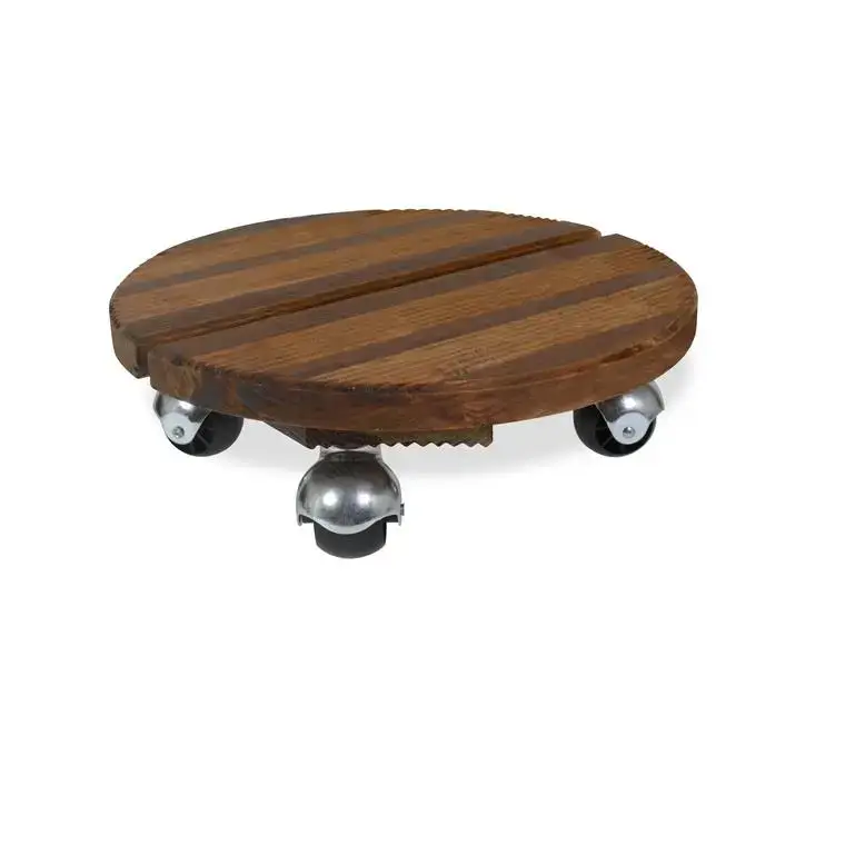 Roule plante en bois modèle petit rond marron Ø 30 cm Satisfait Ou Remboursé