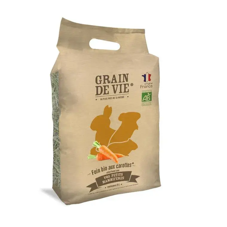 Prix Bas Foin bio aux carottes pour petits mammifères Grain de vie – 25 L