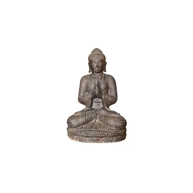 Nouvelle Collection Statue de Bouddha assis salutation coloris noir 45 cm