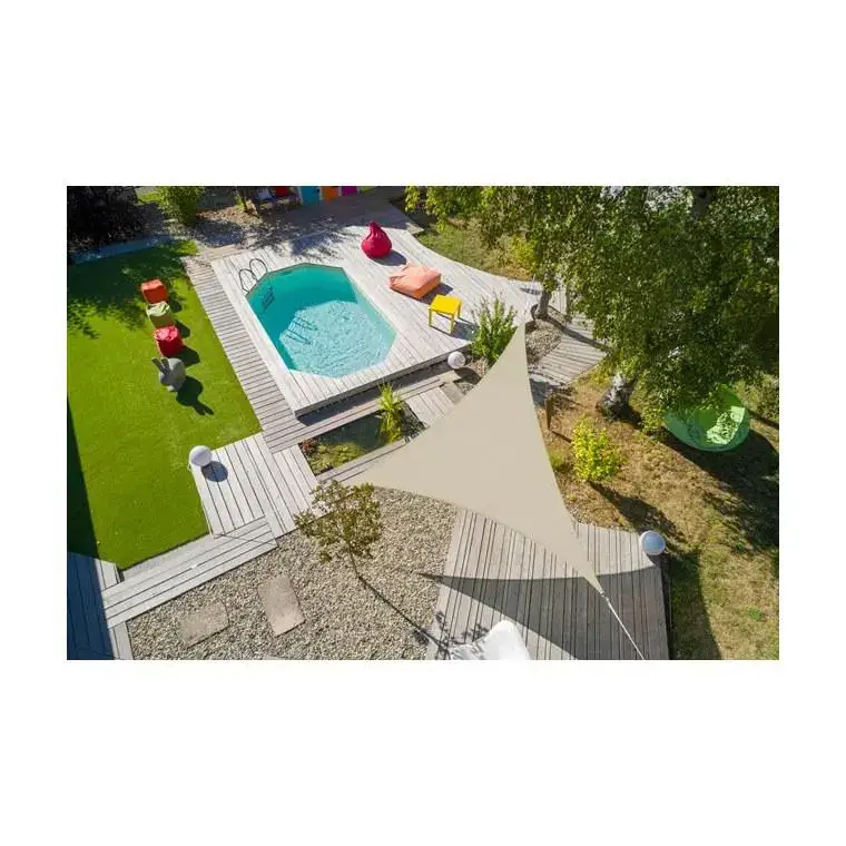 Voile ombrage ivoire 5 m triangulaire extensible Offre Spéciale