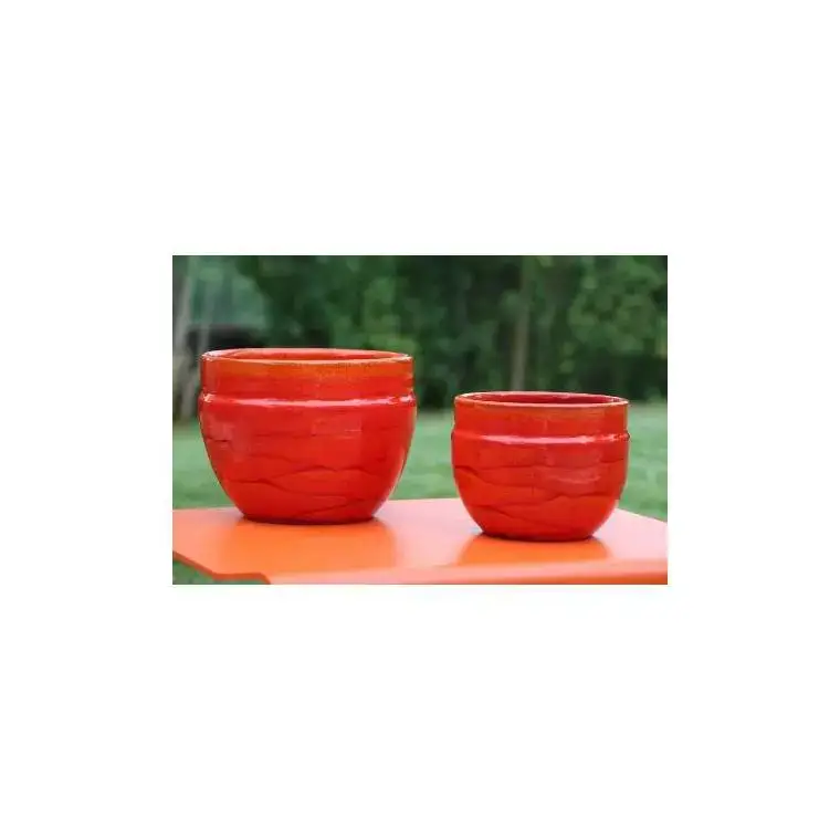 Produit De Marque Pot austral de 2,3 L en terre émaillée coloris orange Ø 16 x 13 cm