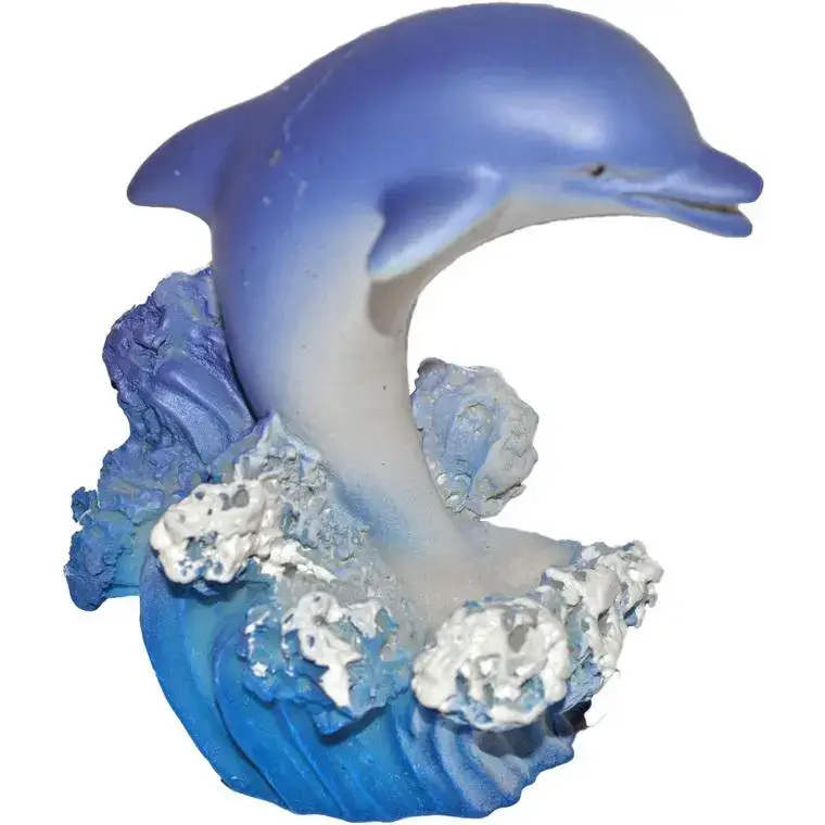 Décoration pour aquarium en résine coloris bleu statuette dauphin Certifié