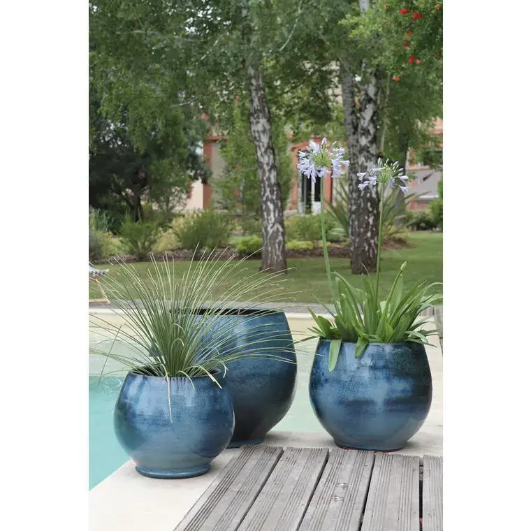Jusqu&rsquo;à Épuisement Des Stocks Pot coloris bleu en terre émaillée Bahia – Ø 43 cm