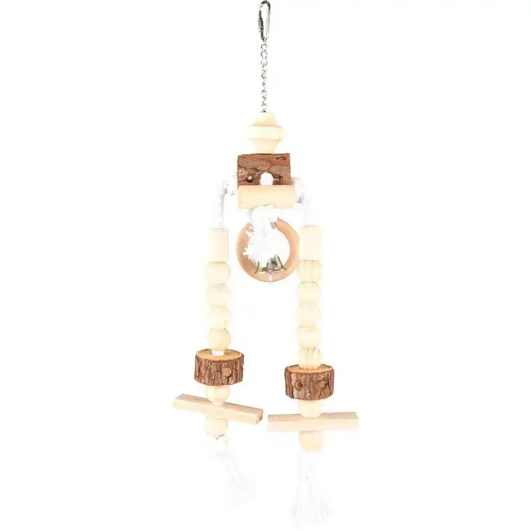 Bon Marché Jouet pour oiseaux avec clochette blanc