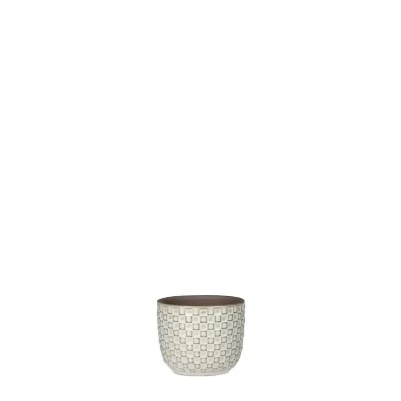 Marque Cache pot rond en céramique blanc Mica Décorations Daan – Ø 7,5cm