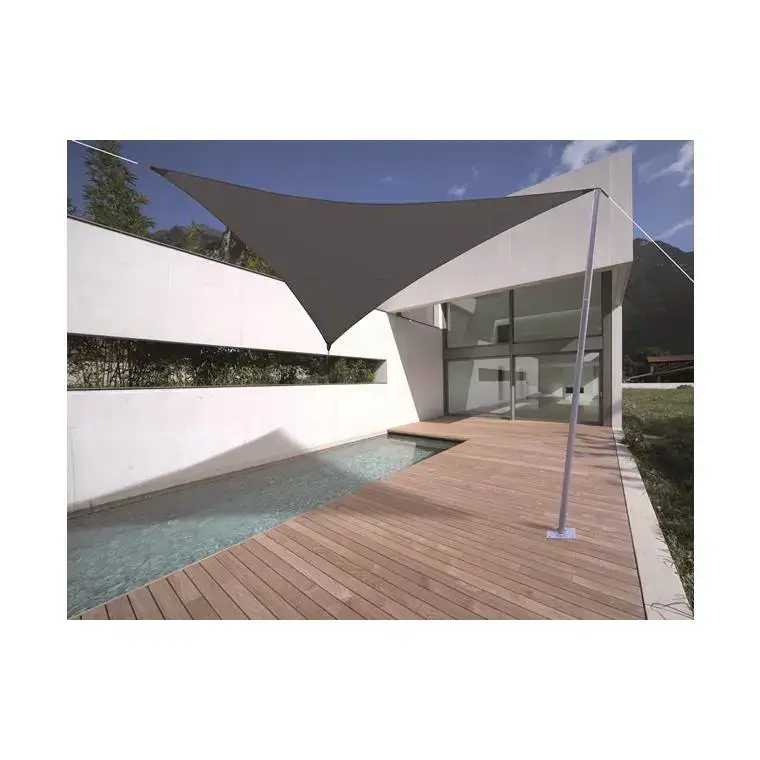 Solde Voile d&rsquo;ombrage triangulaire extensible gris 5 m