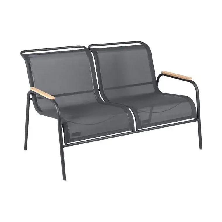 Top Vente Banquette deux places en acier et toile d’extérieur coloris carbone Coolside Fermob – 134 x 77 x 86 cm