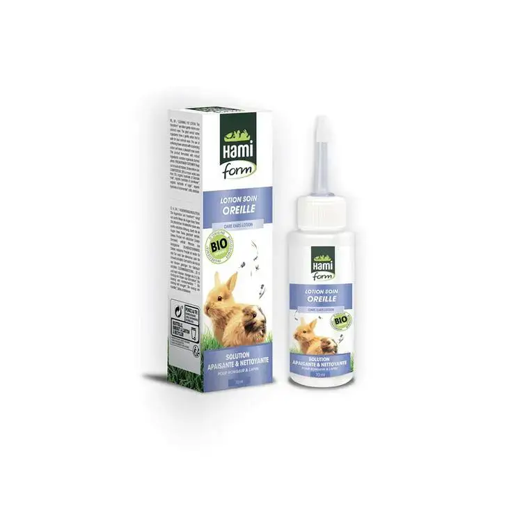 Commande En Gros Lotion de soin bio pour oreille de lapin et cobaye Hamiform Ecosoin – 70 ml