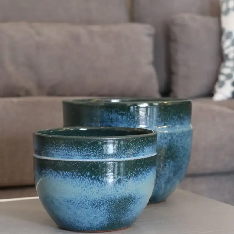 Prix Réduit Pot coloris bleu en terre émaillée Austral – Ø 20 cm