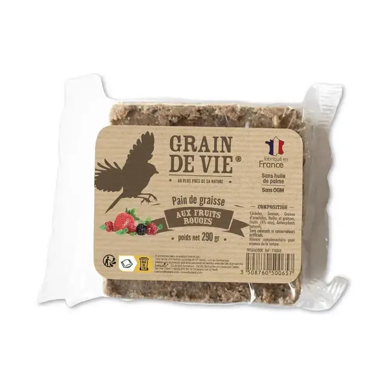 Pain de graisse aux fruits rouges pour oiseaux Grain de vie – 290 g Meilleur Prix