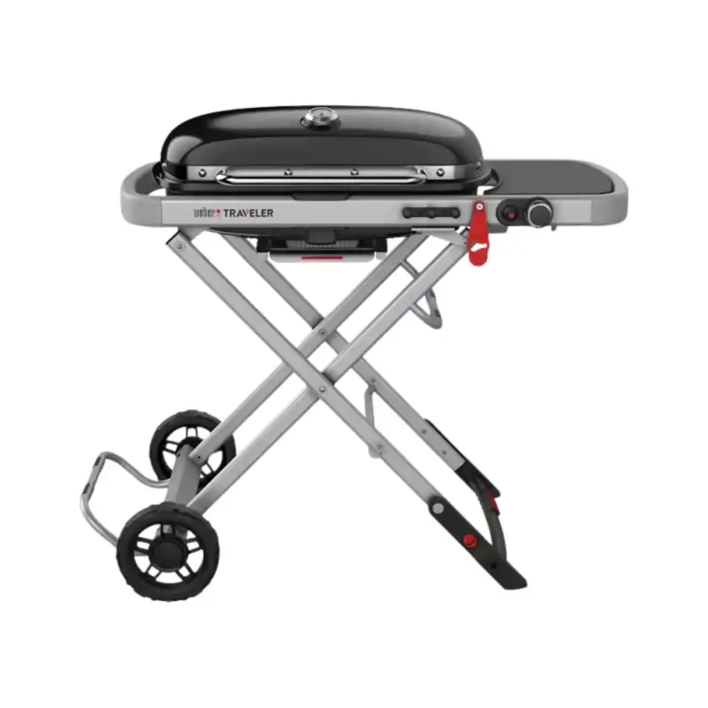 Barbecue gaz en acier émaillé noir Weber Traveler – 110 x 58,4 x 94,5 cm Remise