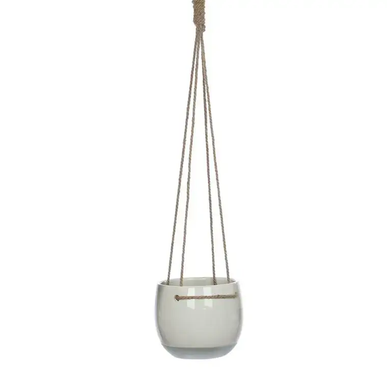 Remise Pot à suspendre blanc en céramique Mica Décorations Resa – H 13,5 x Ø 16 cm