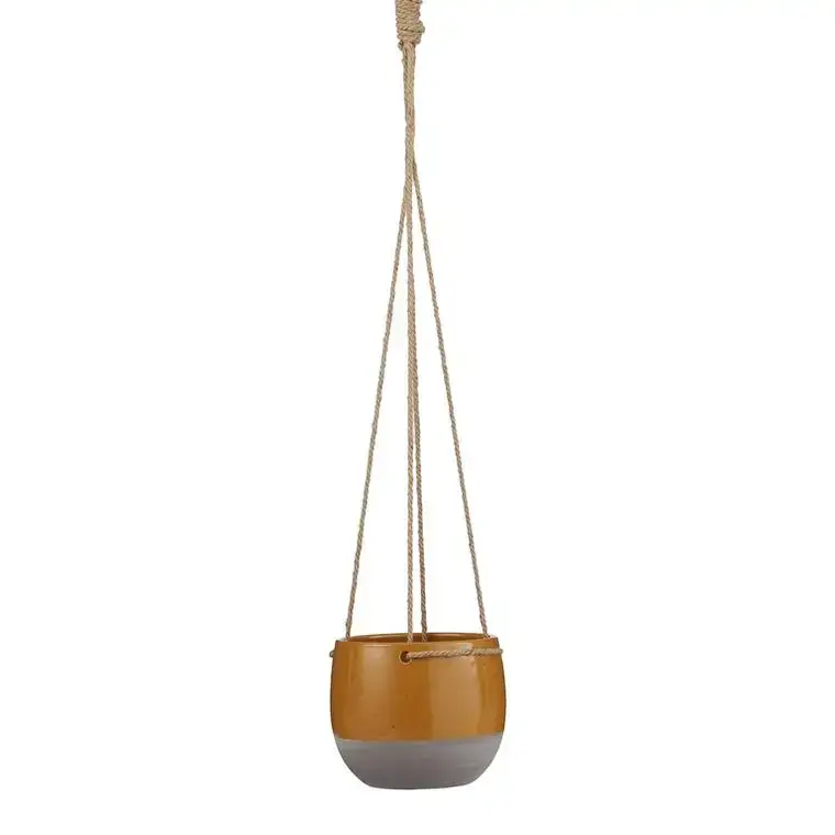 Affaire À Saisir Pot à suspendre ocre en céramique Mica Décorations Resa – H 13,5 x Ø 16 cm