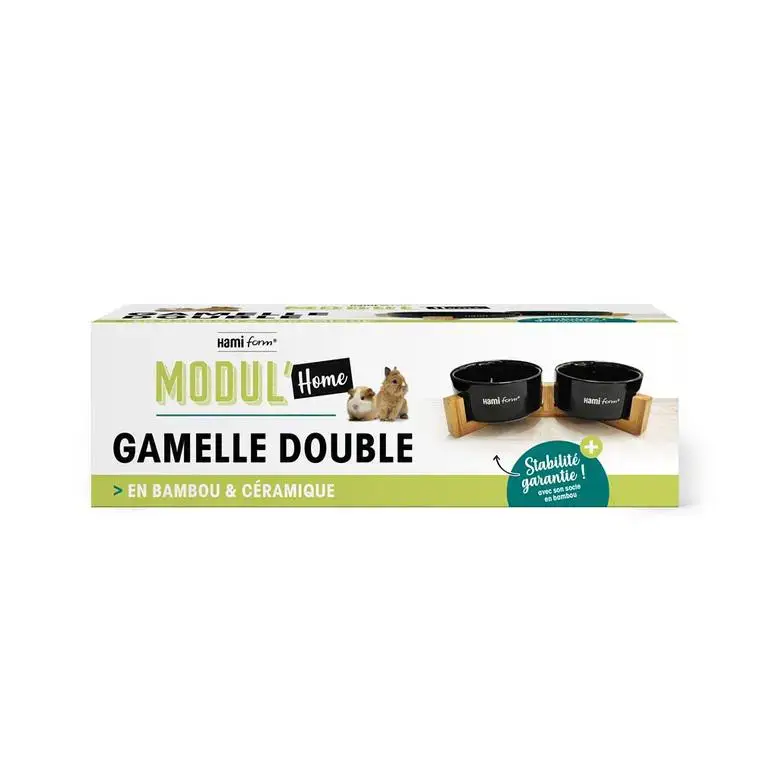 Gamelle double bois/céramique coloris bois Modul&rsquo;home Prix Réduit