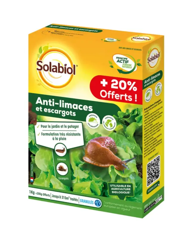Remise Anti-limaces et escargots Solabiol – 1,2 Kg