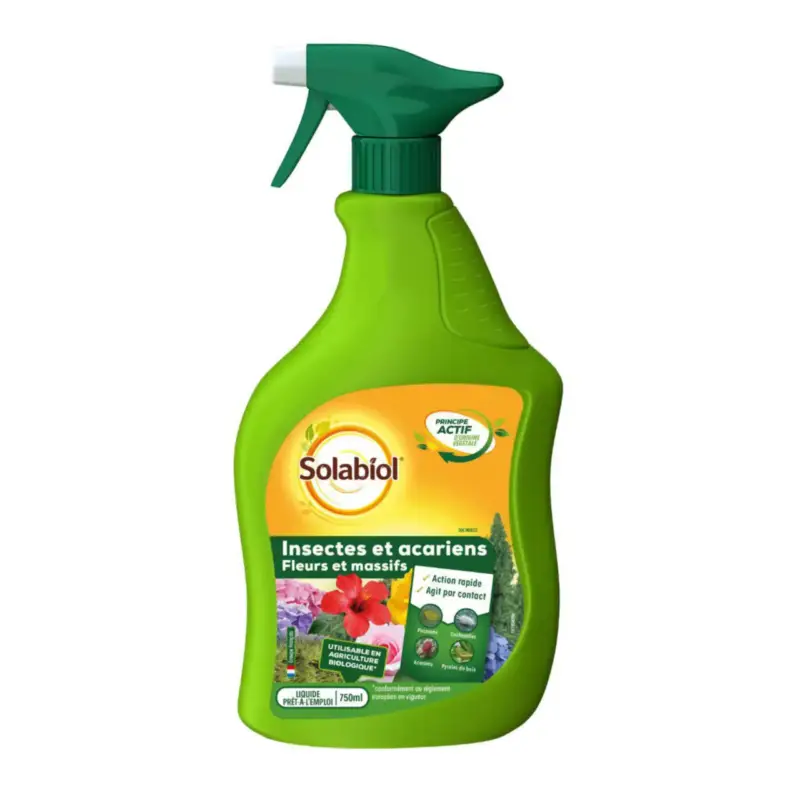 Meilleur Prix Traitement anti-insectes et acariens prêt à l’emploi en flacon pulvérisateur Solabiol – 750 ml