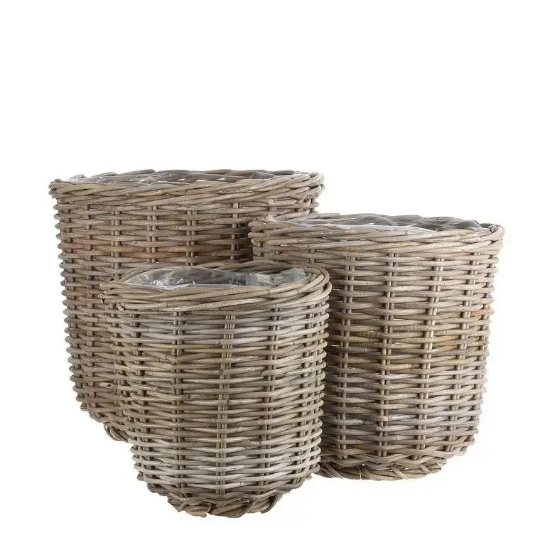 Prix Réduit Panier rond haut en osier gris Marcia – Ø 36 x H 35 cm