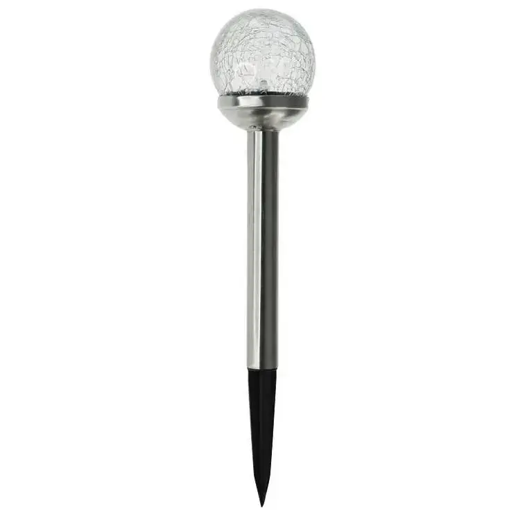 Satisfait Ou Remboursé Balise solaire en verre craquelé et inox Watt & Home Perle de rosée – Ø 8 cm