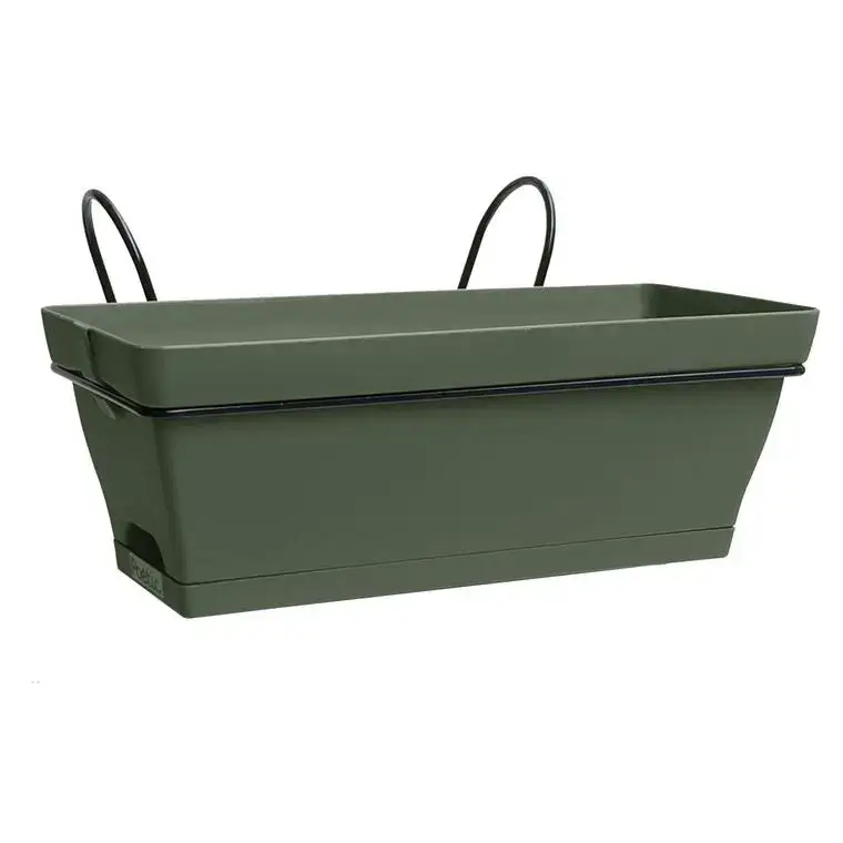 Haute Qualité Jardinière kaki avec soucoupe clipsée et support Poetic Babyroméo – 28 x 16 x 10 cm